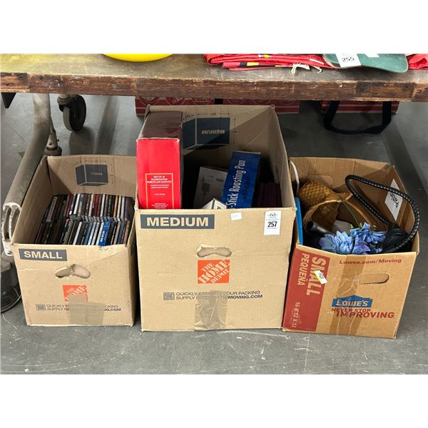 Music CD's, Christmas Décor, Roasting Pan, Baskets, Décor - 3 Boxes