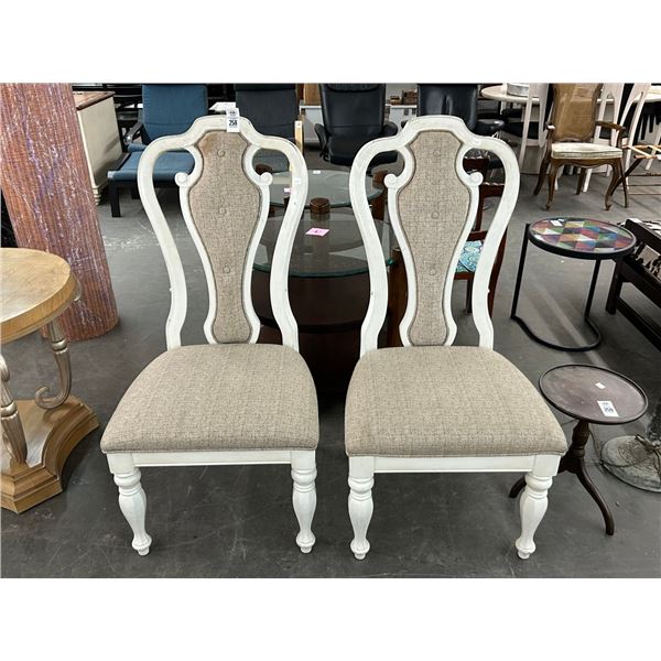 Large Padded Side Chairs - Distressed - Pair