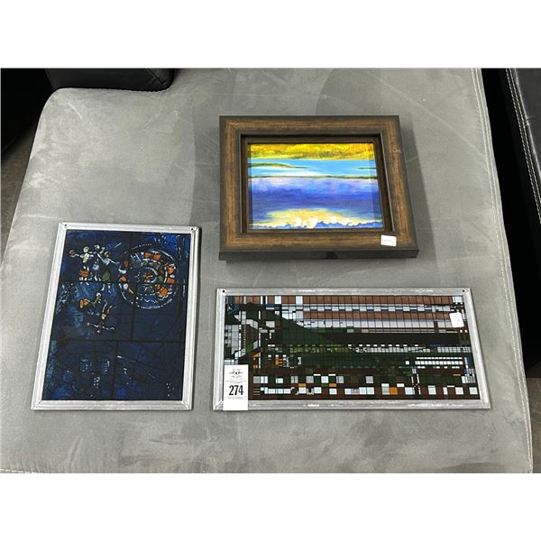 Art Glass Panels, Small Abstract - 3 Pcs.