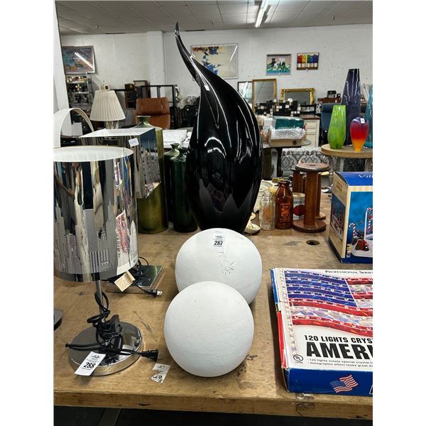 White Decorator Spheres w/White Sculpture