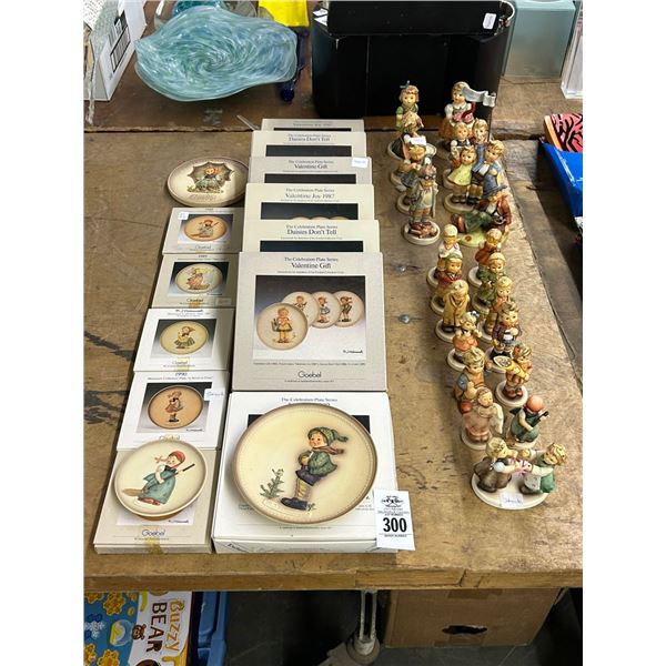 Hummel Figurines 21 w/Hummel Collector Dishes - 13 Boxes