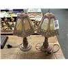 Image 1 : Ornate Leaded Glass Panel Lamps - Pair