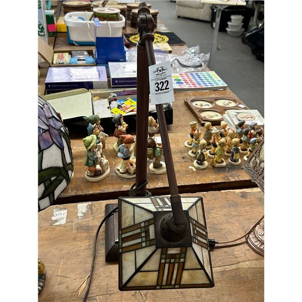 Leaded Glass Adjustable Height Desk Lamp - Missing Nut