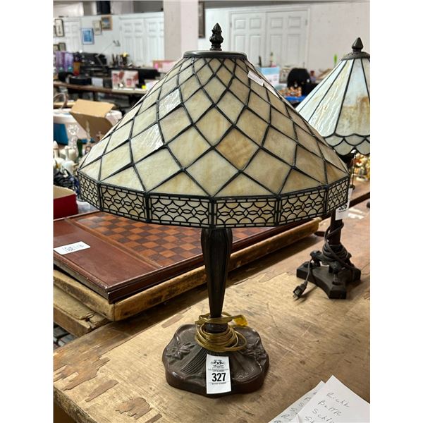 Tiffany Style Tan Leaded Glass Lamp