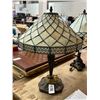 Image 1 : Tiffany Style Tan Leaded Glass Lamp
