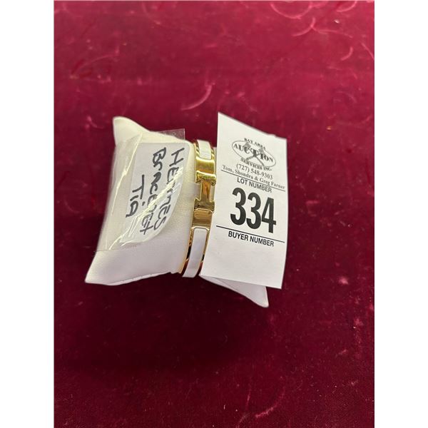 Hermes Gold/White Bangle Bracelet