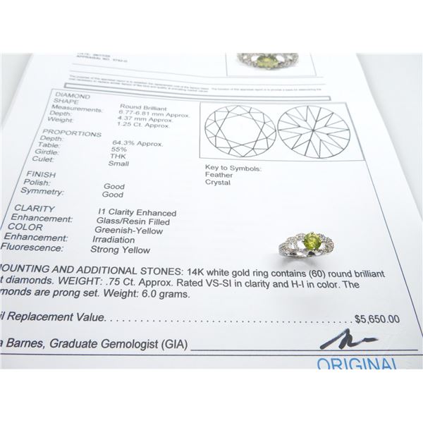 14K WG Ring w/60 Round Cut Diamonds Prong Set 6.0g - Replacement Value - $5,650.00