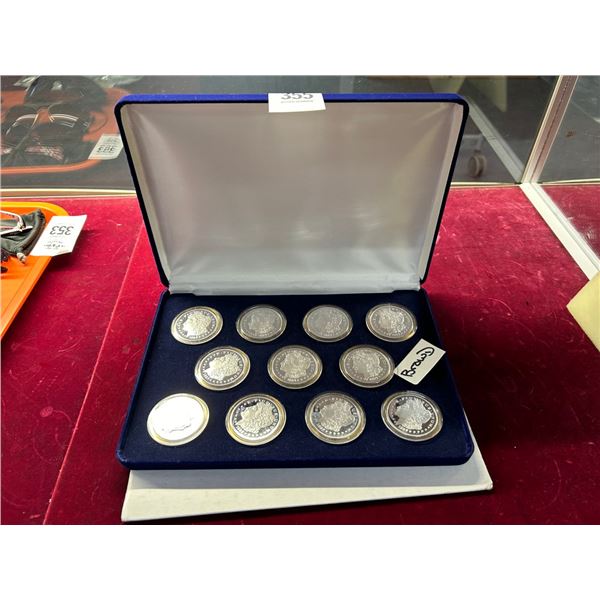 1800's Morgan Silver Dollar Set - 11 Copies Stamped on Back