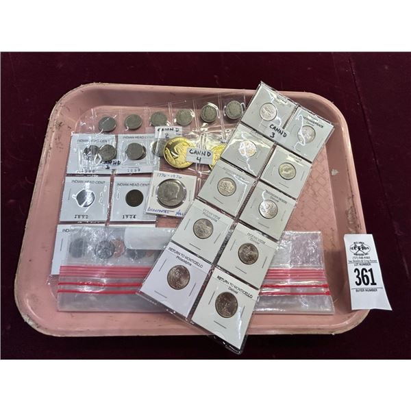 Asst. Indian Head Cents, V-Nickels, Westward Journey Nickels, DT Coins, 1940's Steel War
