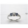 Image 2 : 14K WG Diamond/Sapphire Ring w/One Round Diamond and 6 Cut Diamonds and 2 Round