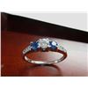 Image 3 : 14K WG Diamond/Sapphire Ring w/One Round Diamond and 6 Cut Diamonds and 2 Round