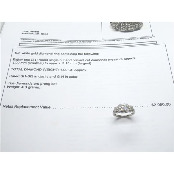 10K WG Diamond Ring w/81 Round Single Cut Diamonds Prong Set 4.3g.  Replacement
