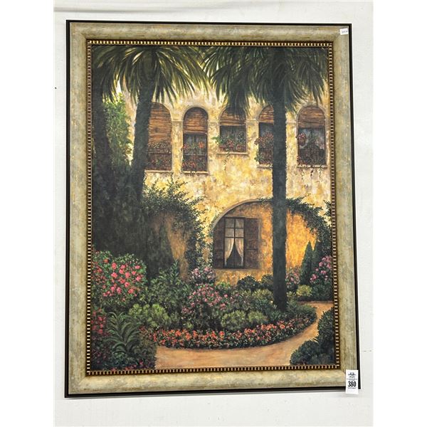 Oil On Board Tropical Garden Scene - 24  X  40