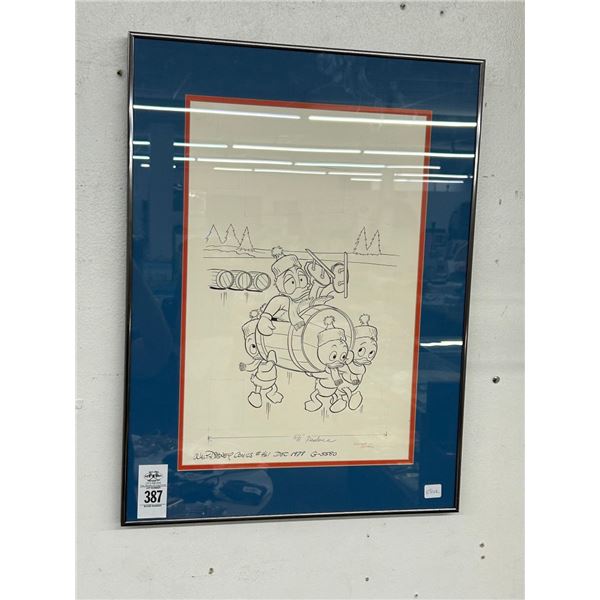 Disney Donald Duck w/The Kids Sketch "Donald In Barrel"