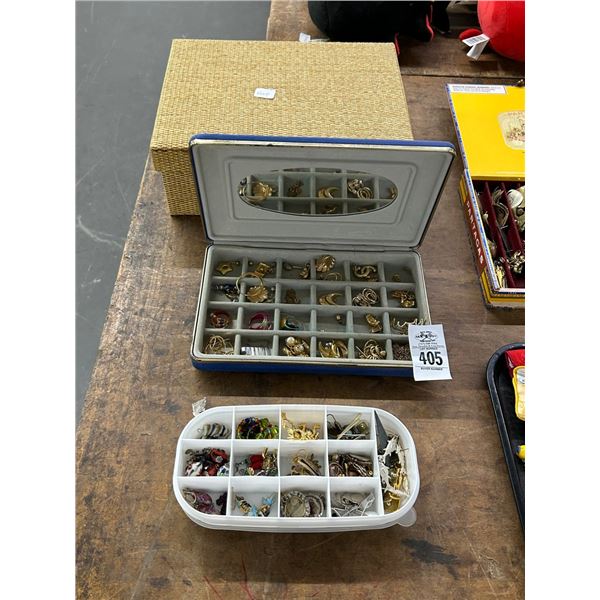 Estate Jewelry w/Bins and Woven Lidded Box