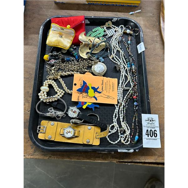 Tray w/Mickey Watches, Fashion Estate Jewelry