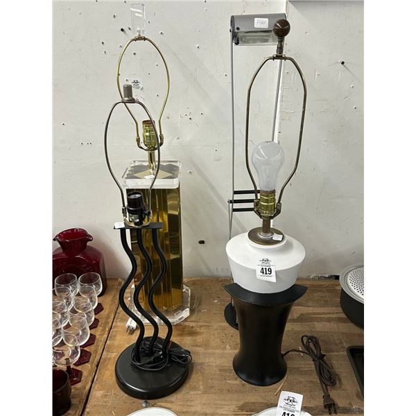 Contemporary Designer Lamps -4 -(3 With No Shades)