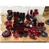 Image 1 : Large Pigeon Blood Glass Collection w/Stem Glasses