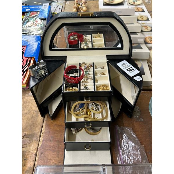 Black Jewelry Box w/Designer Bangle Watches, Fashion Rings, Jewelry