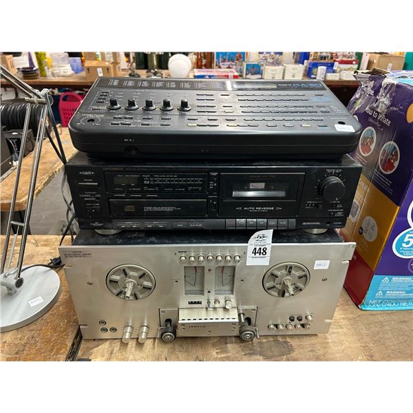 Optismis Stereo Cassette Player, Pioneer Reel To Reel, Roland Mixing Board