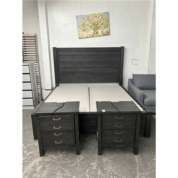 Mocha King Bed w/2 Nightstands Set