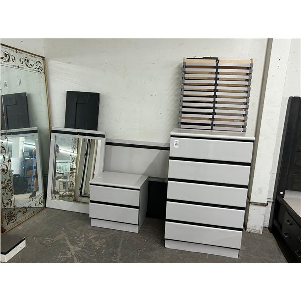Contemporary Full Bed w/Gray Mica Dresser/Nightstand