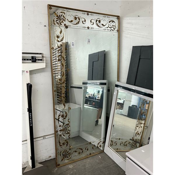 Ornate Gold Floral Trim Large  3'  X  7'  Mirror - No Shipping