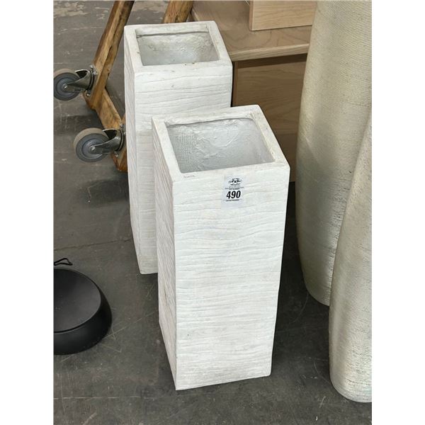 White Plaster Vases - Pair