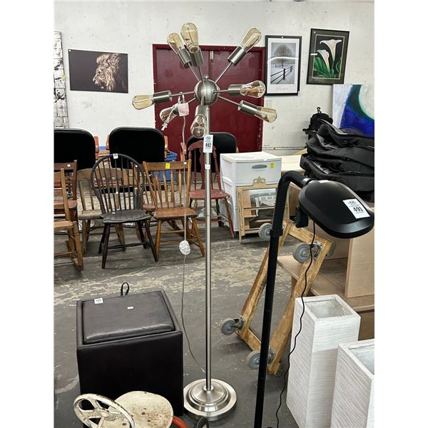 Contemporary Brushed Metal 9 Light Floor Lamp