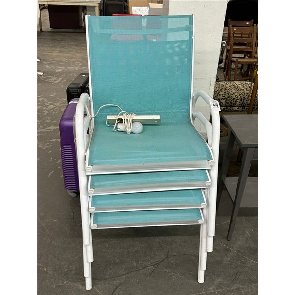 Blue/White Patio Armchairs - Set of 4