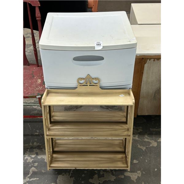 White Plastic 3 Drawer Storage Unit, Wall Shelf