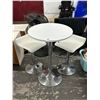 Image 1 : White w/Chrome Base Adjustable Height w/Table and 2 Chrome Stools