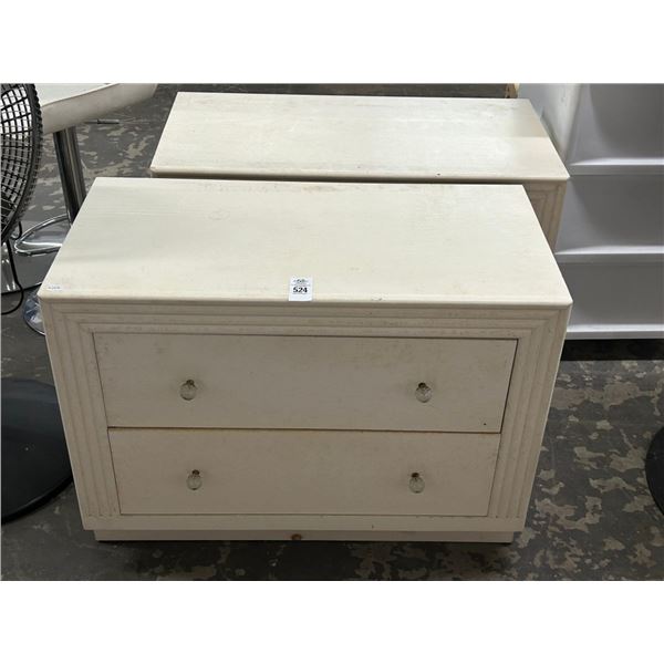 Bone Painted 2 Drawer End Tables - Pair