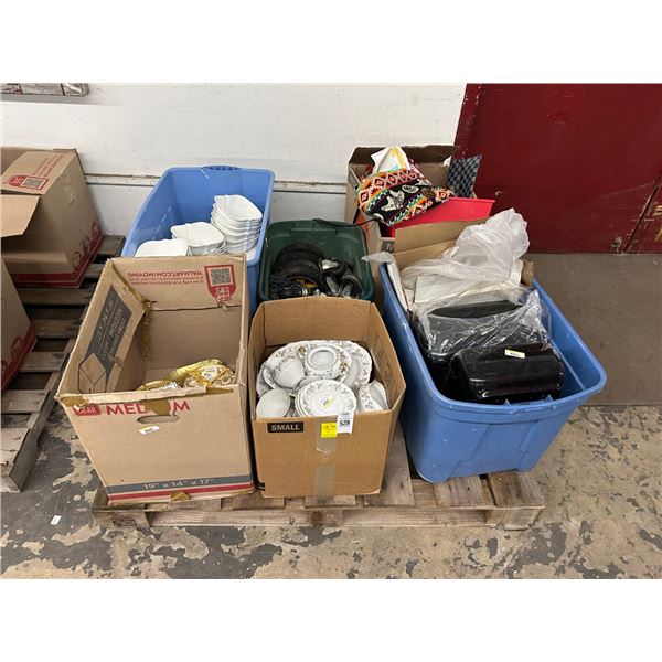 Boxes w/Dishes, China, Tissue Dispensers, Casters, Wheels, Bags