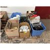 Image 1 : Boxes w/Dishes, China, Tissue Dispensers, Casters, Wheels, Bags