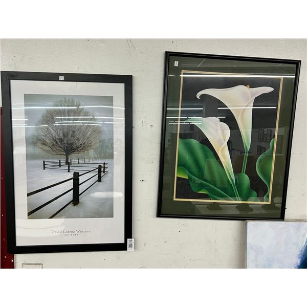 Snowy Pasture Poster Solitude by Winston, Floral Wall Art Signed CAUA
