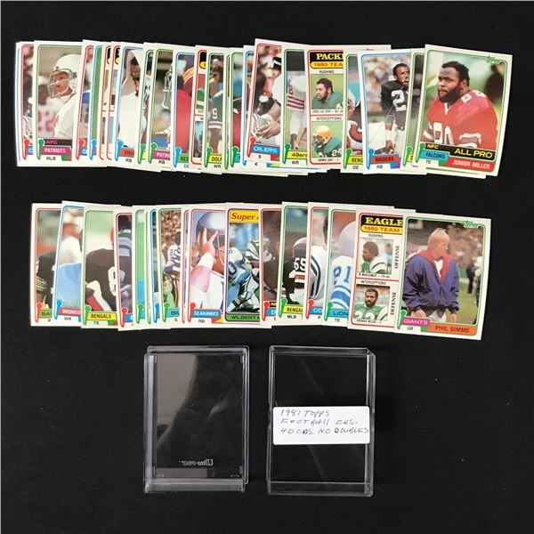 LOT OF 1981 TOPPS FOOTBALL TRADING CARDS NO DOUBLES