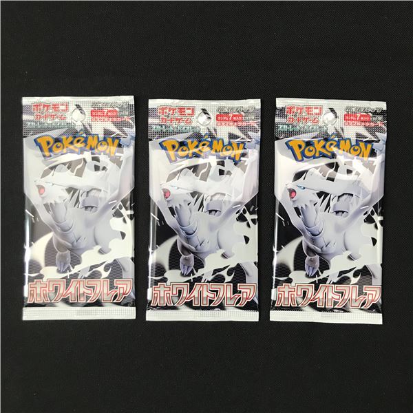 3 SEALED PACKS OF POKEMON WHITE FLAIR