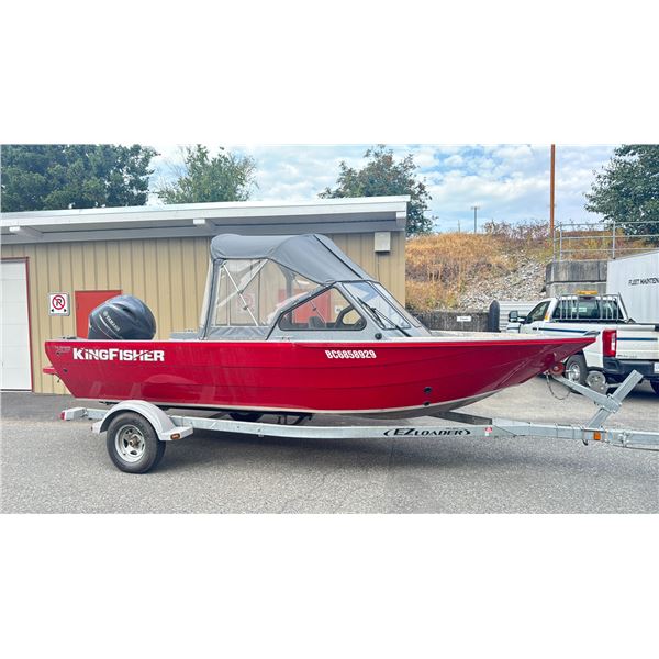 2018 KING FISHER 1825 FALCON BOAT & 2018 EZ LOADER TRAILER BOAT TRAILER, GREY, VIN