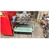 Image 1 : METAL 2 TIER WORK BENCH WITH ATTACHED BENCH VISE, 2 DETACHED BENCH VISES & DETACHED PANA VISE 30" X