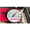 Image 2 : SHELF OF ASSORTED SNAP-ON TOOLS INCLUDING; MECHANICS CREEPER, VINTAGE SNAP-ON THERMOMETER