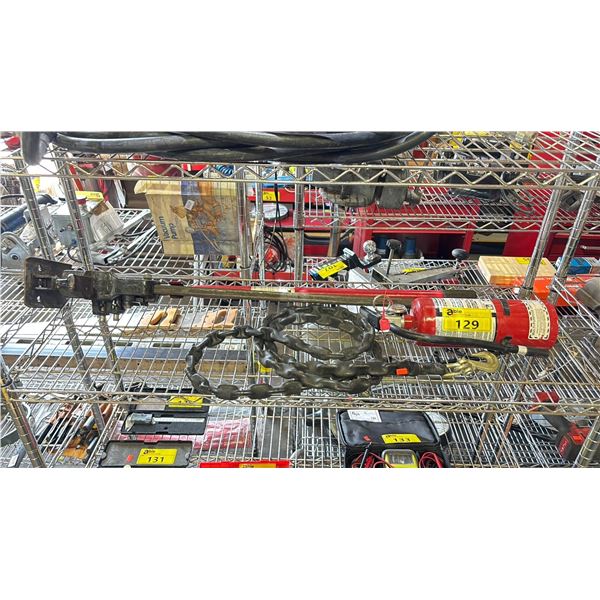 FARM JACK, FIRE EXTINGUISHER & CHAIN WITH CLAMP HOOK