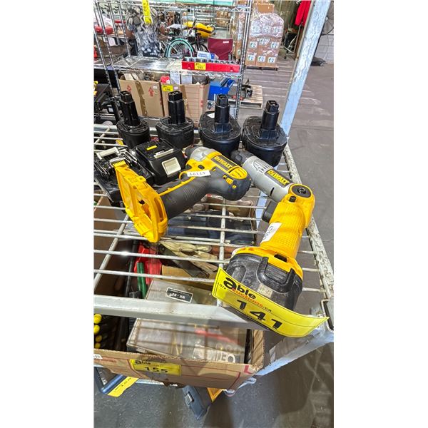 DEWALT BATTERY OPERATED HAND TOOLS WITH 5 DEWALT BATTERIES & 2 MAKITA BATTERIES