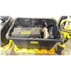 Image 1 : STORAGE BIN OF INDUSTRIAL GOODS - RIDGID  ANGLE GRINDER, RYOBI CIRCULAR SAW, TOOL BOX WITH