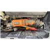 Image 3 : STORAGE BIN OF INDUSTRIAL GOODS - RIDGID  ANGLE GRINDER, RYOBI CIRCULAR SAW, TOOL BOX WITH
