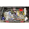 Image 2 : BIN OF INDUSTRIAL GOODS - HEAVY DUTY EXTENSION CORDS, CLAMPS, PRIMARY WIRE, PAINT ROLLER