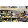 Image 1 : SHELF OF SMALL HAND TOOLS - SCREWDRIVERS, WRENCHES, STAPLER, HAMMER, SAW & MORE