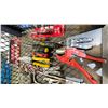 Image 2 : SHELF OF SMALL HAND TOOLS - SCREWDRIVERS, WRENCHES, STAPLER, HAMMER, SAW & MORE