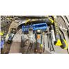 Image 8 : SHELF OF SMALL HAND TOOLS - SCREWDRIVERS, WRENCHES, STAPLER, HAMMER, SAW & MORE
