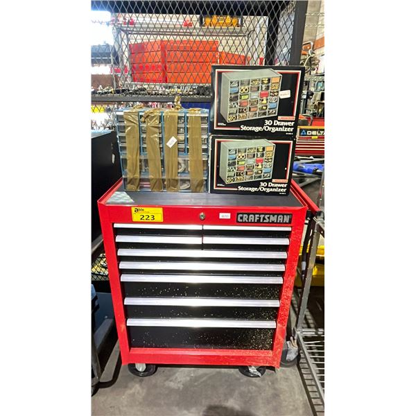 CRAFTSMAN MOBILE TOOL CHEST WITH 3 PARTS ORGANIZERS *NO KEY*